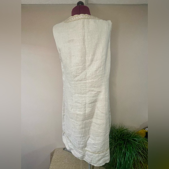 LOFT Elegant Cream Sleeveless Linen Dress - fully lined size 12 - Picture 2 of 5